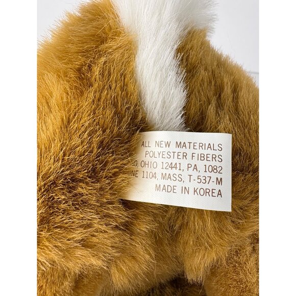 Vintage Chosun Plush Bunny Rabbit 7" Green Bow Brown & White Fluffy Tail Korea - Picture 4 of 8